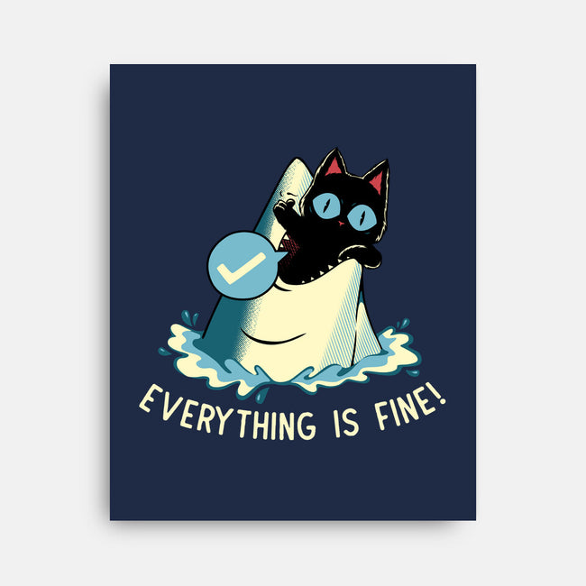 Everything Is Fine Shark Attack-None-Stretched-Canvas-tobefonseca
