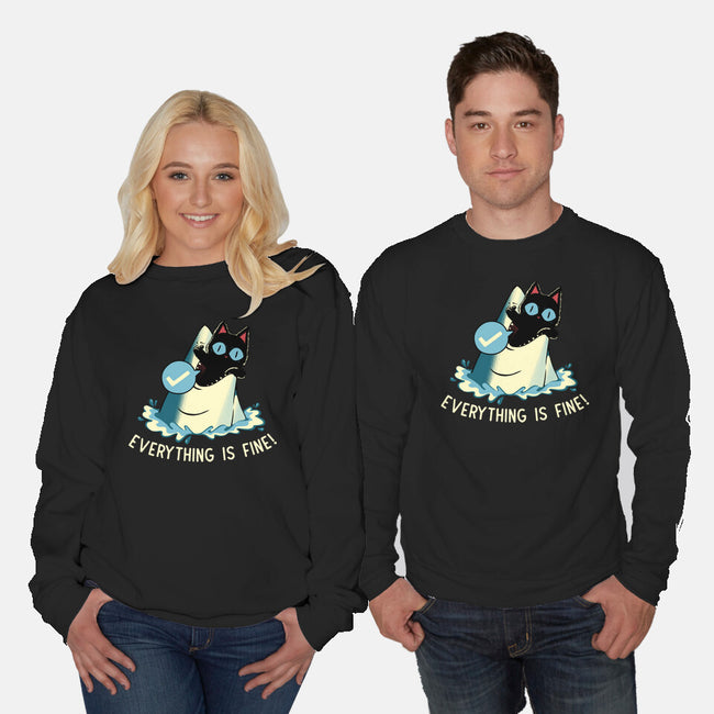 Everything Is Fine Shark Attack-Unisex-Crew Neck-Sweatshirt-tobefonseca