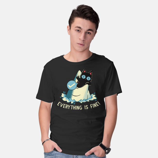 Everything Is Fine Shark Attack-Mens-Basic-Tee-tobefonseca