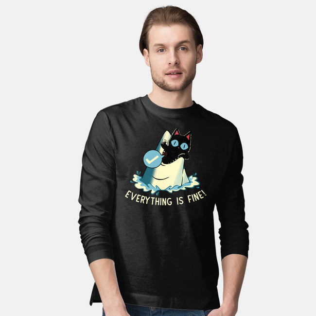 Everything Is Fine Shark Attack-Mens-Long Sleeved-Tee-tobefonseca