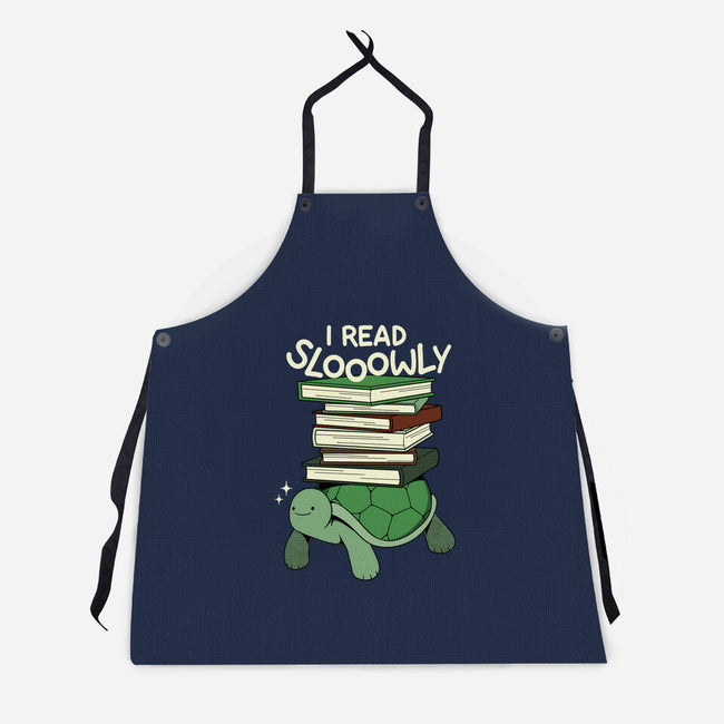 Slow Reader Turtle Books-Unisex-Kitchen-Apron-tobefonseca