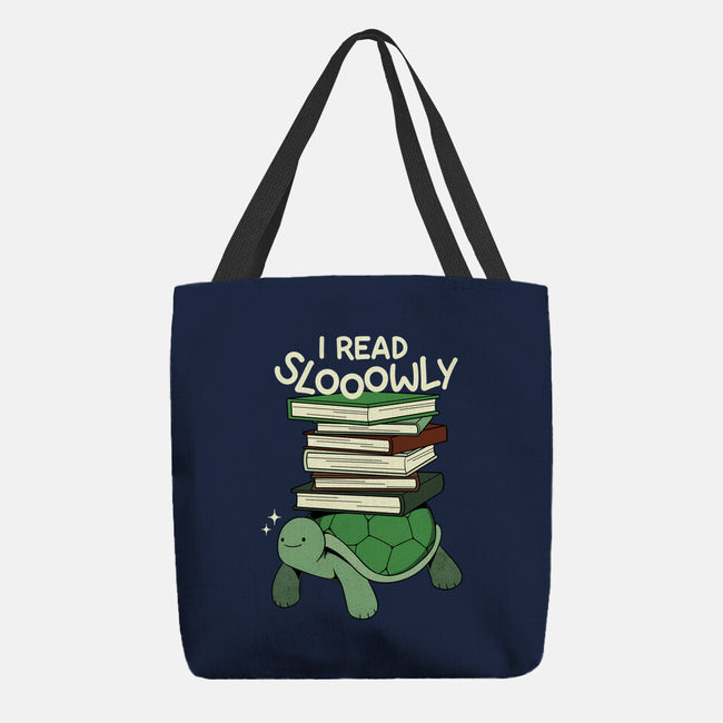 Slow Reader Turtle Books-None-Basic Tote-Bag-tobefonseca