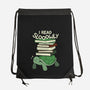 Slow Reader Turtle Books-None-Drawstring-Bag-tobefonseca