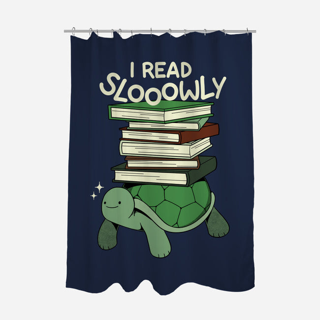 Slow Reader Turtle Books-None-Polyester-Shower Curtain-tobefonseca