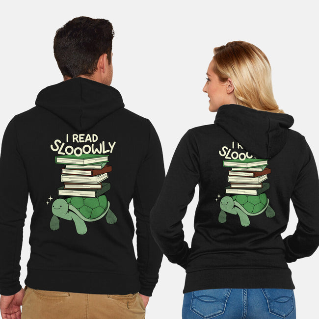 Slow Reader Turtle Books-Unisex-Zip-Up-Sweatshirt-tobefonseca