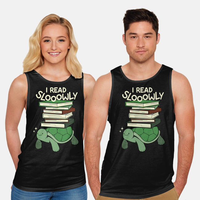 Slow Reader Turtle Books-Unisex-Basic-Tank-tobefonseca
