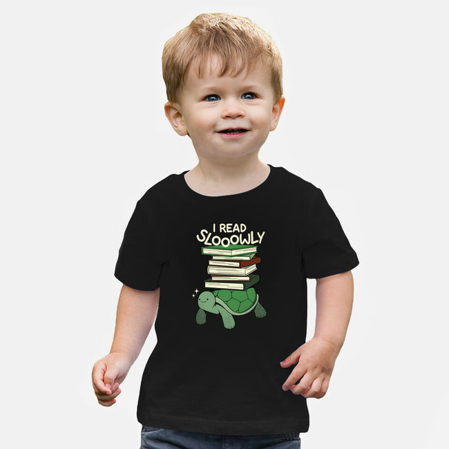 Slow Reader Turtle Books-Baby-Basic-Tee-tobefonseca