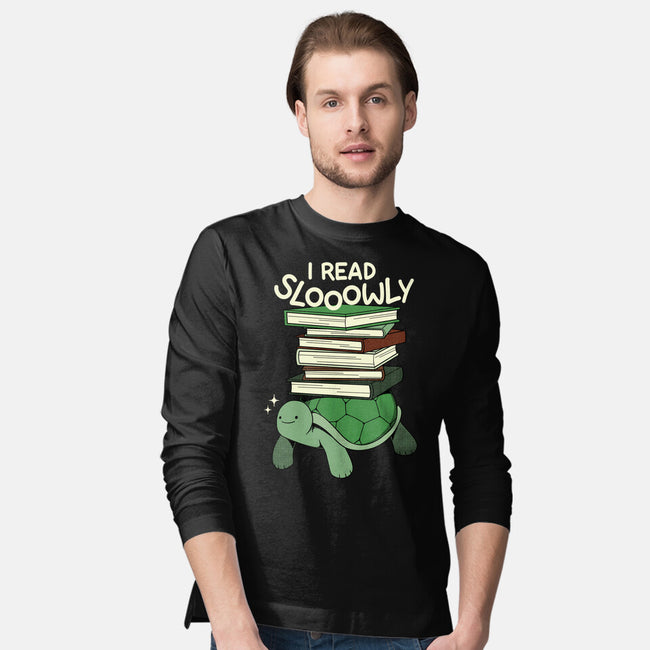 Slow Reader Turtle Books-Mens-Long Sleeved-Tee-tobefonseca