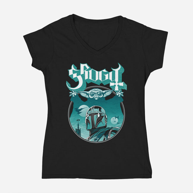 Papa Mando-Womens-V-Neck-Tee-CappO