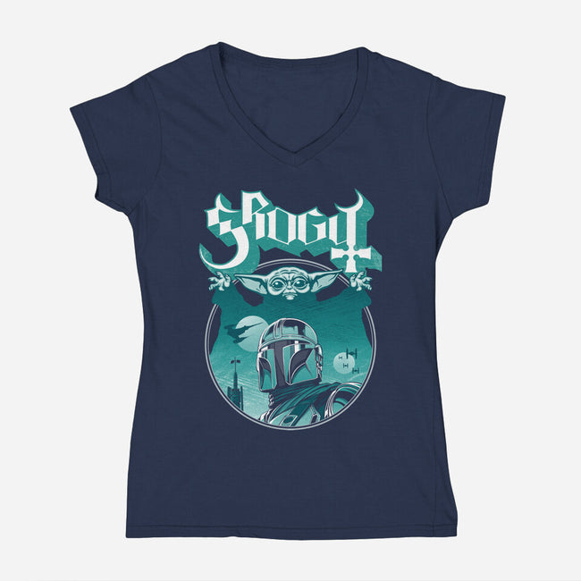 Papa Mando-Womens-V-Neck-Tee-CappO