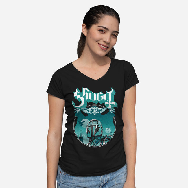 Papa Mando-Womens-V-Neck-Tee-CappO