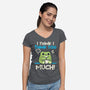 I Think I Think Too Much-Womens-V-Neck-Tee-NemiMakeit