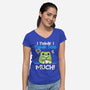 I Think I Think Too Much-Womens-V-Neck-Tee-NemiMakeit
