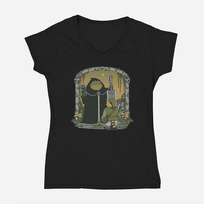 The Adventure Begins-Womens-V-Neck-Tee-pigboom