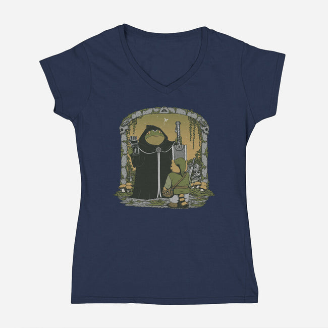 The Adventure Begins-Womens-V-Neck-Tee-pigboom