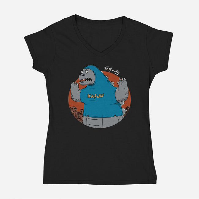 Kaijuholio-Womens-V-Neck-Tee-pigboom