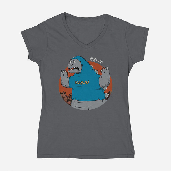 Kaijuholio-Womens-V-Neck-Tee-pigboom