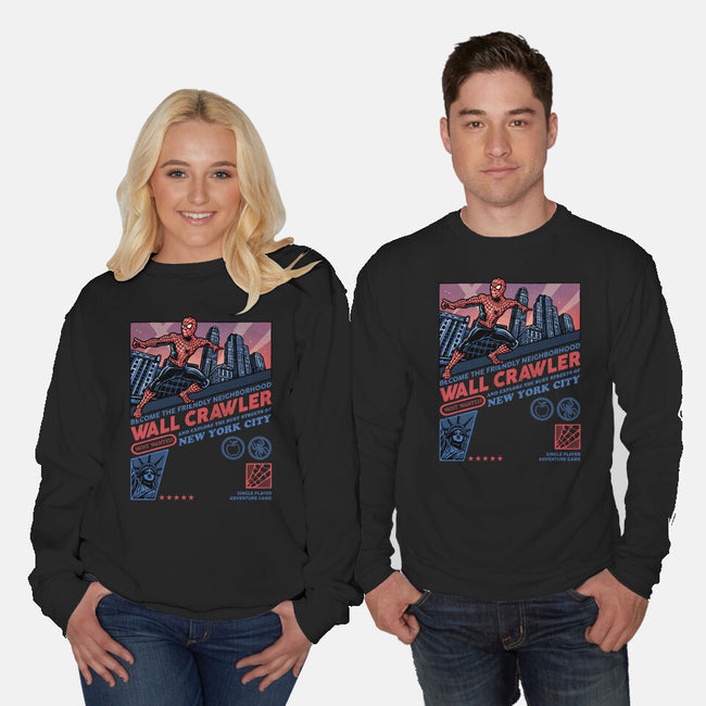 Friendly Neighborhood Wall Crawler-Unisex-Crew Neck-Sweatshirt-glitchygorilla