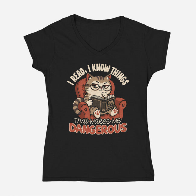 Books Make You Dangerous-Womens-V-Neck-Tee-Popnotic