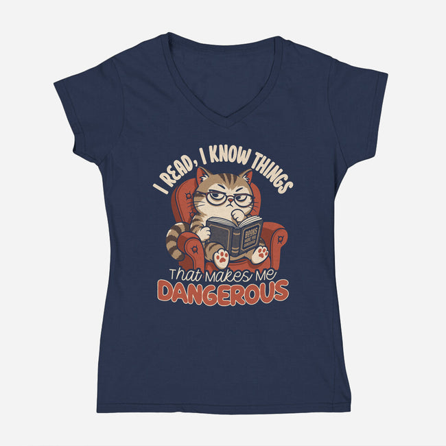 Books Make You Dangerous-Womens-V-Neck-Tee-Popnotic