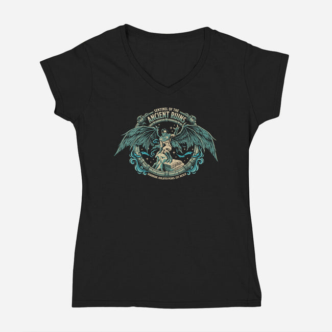 Sentinel Of The Ancient Ruins-Womens-V-Neck-Tee-Diego Gurgell