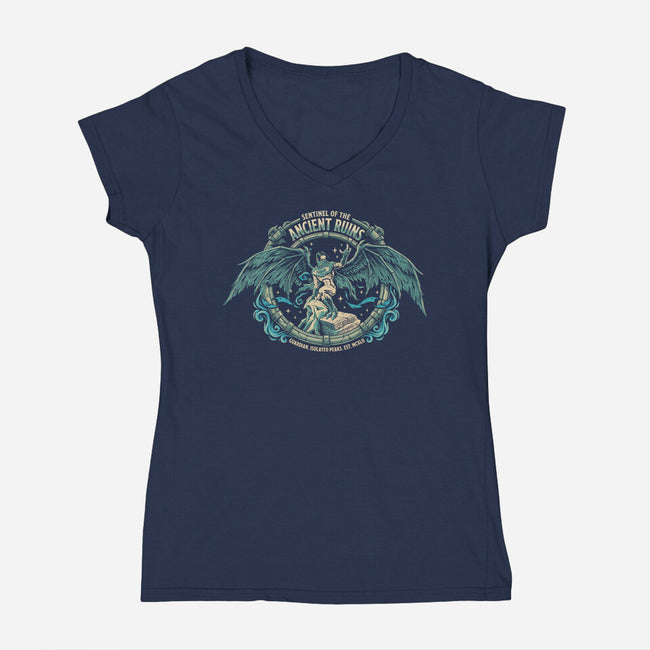 Sentinel Of The Ancient Ruins-Womens-V-Neck-Tee-Diego Gurgell