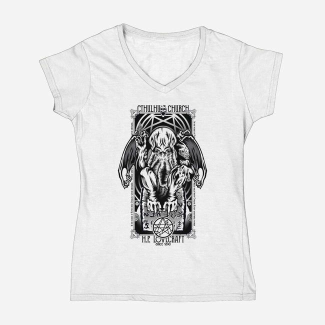 In His House Cthulhu Waits Dreaming-Womens-V-Neck-Tee-Fearcheck