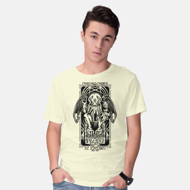 In His House Cthulhu Waits Dreaming-Mens-Basic-Tee-Fearcheck