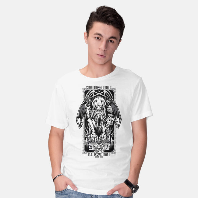 In His House Cthulhu Waits Dreaming-Mens-Basic-Tee-Fearcheck