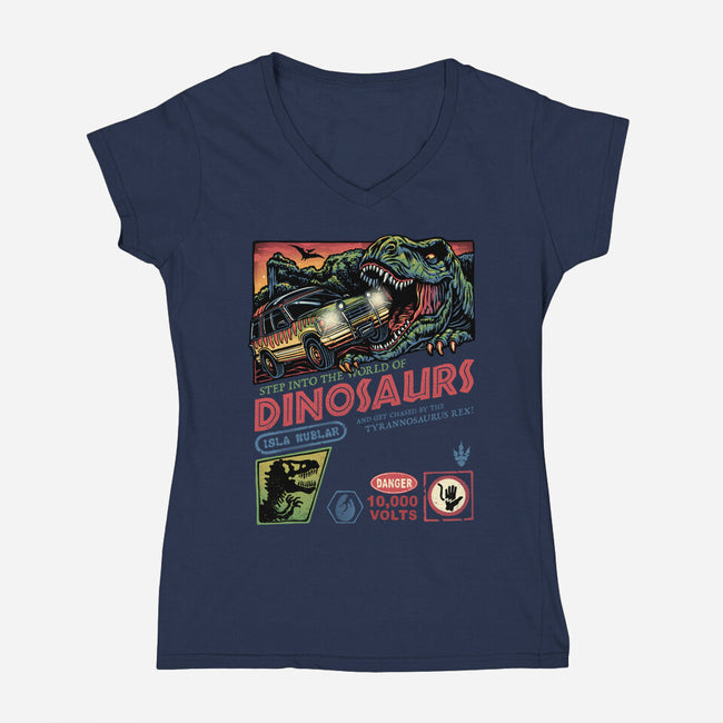 The World Of Dinosaurs-Womens-V-Neck-Tee-glitchygorilla