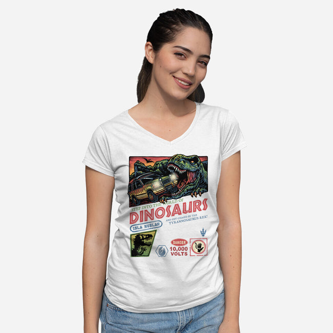 The World Of Dinosaurs-Womens-V-Neck-Tee-glitchygorilla