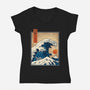 The Great Kaiju Wave-Womens-V-Neck-Tee-erion_designs