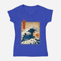 The Great Kaiju Wave-Womens-V-Neck-Tee-erion_designs