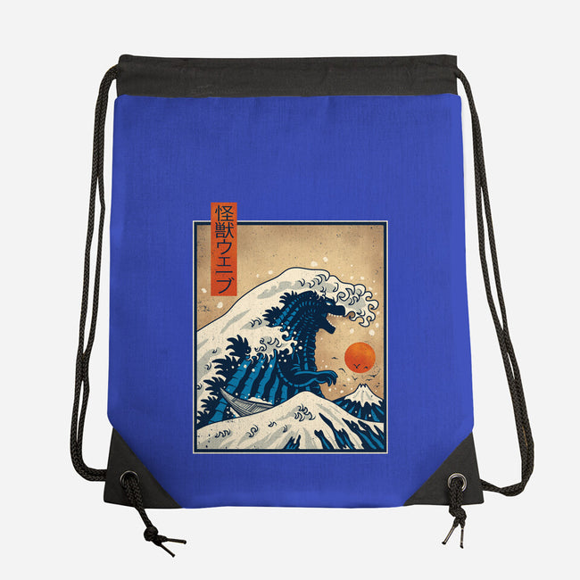 The Great Kaiju Wave-None-Drawstring-Bag-erion_designs