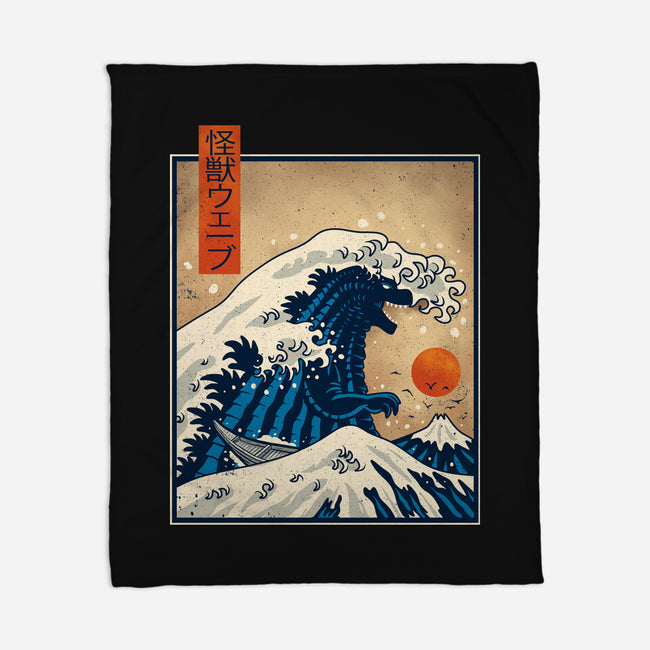 The Great Kaiju Wave-None-Fleece-Blanket-erion_designs