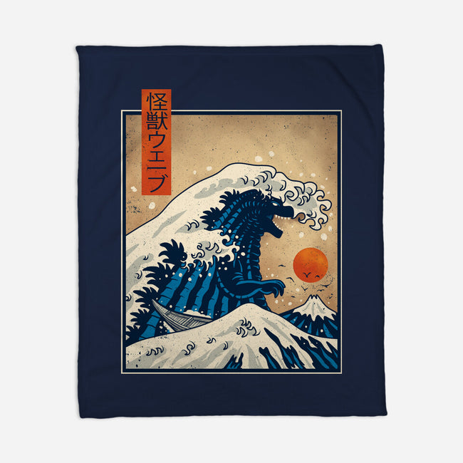 The Great Kaiju Wave-None-Fleece-Blanket-erion_designs