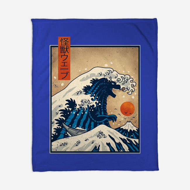 The Great Kaiju Wave-None-Fleece-Blanket-erion_designs