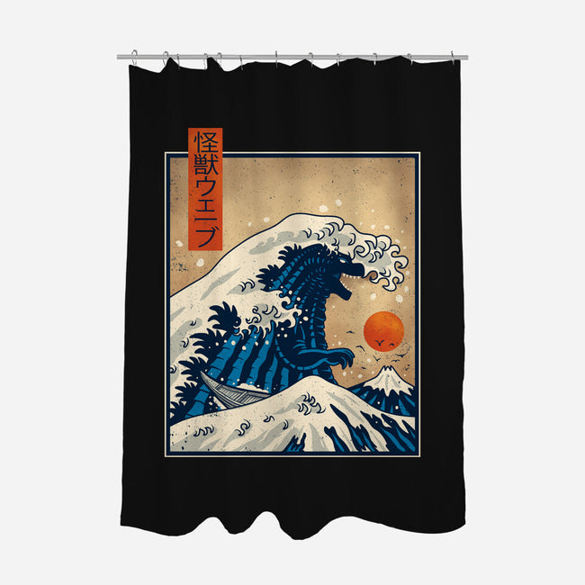 The Great Kaiju Wave-None-Polyester-Shower Curtain-erion_designs