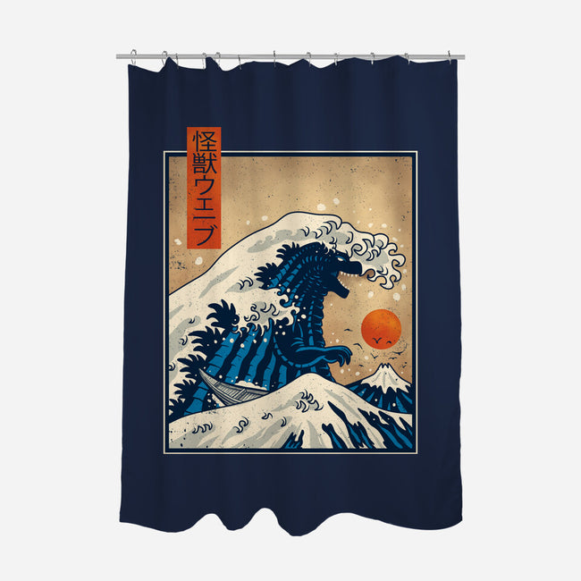 The Great Kaiju Wave-None-Polyester-Shower Curtain-erion_designs