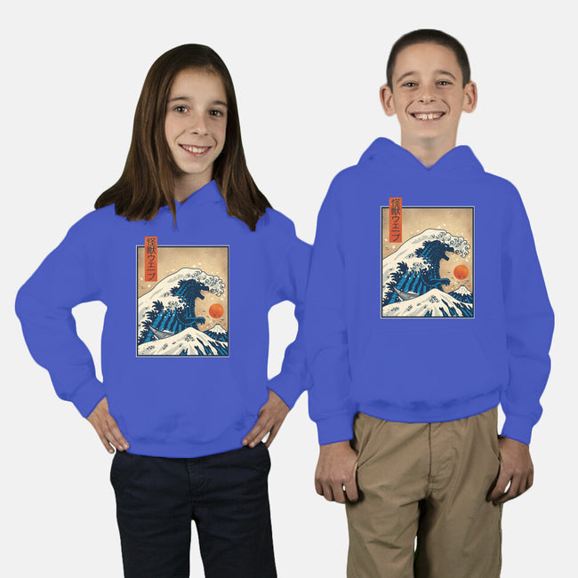 The Great Kaiju Wave-Youth-Pullover-Sweatshirt-erion_designs