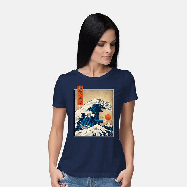 The Great Kaiju Wave-Womens-Basic-Tee-erion_designs