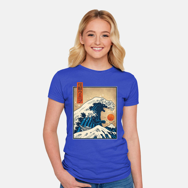 The Great Kaiju Wave-Womens-Fitted-Tee-erion_designs