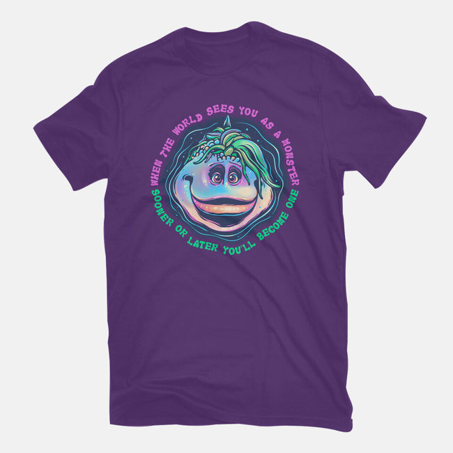 Becoming A Monster-Womens-Fitted-Tee-glitchygorilla
