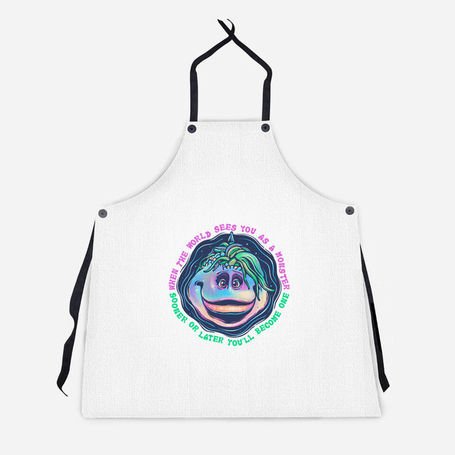 Becoming A Monster-Unisex-Kitchen-Apron-glitchygorilla