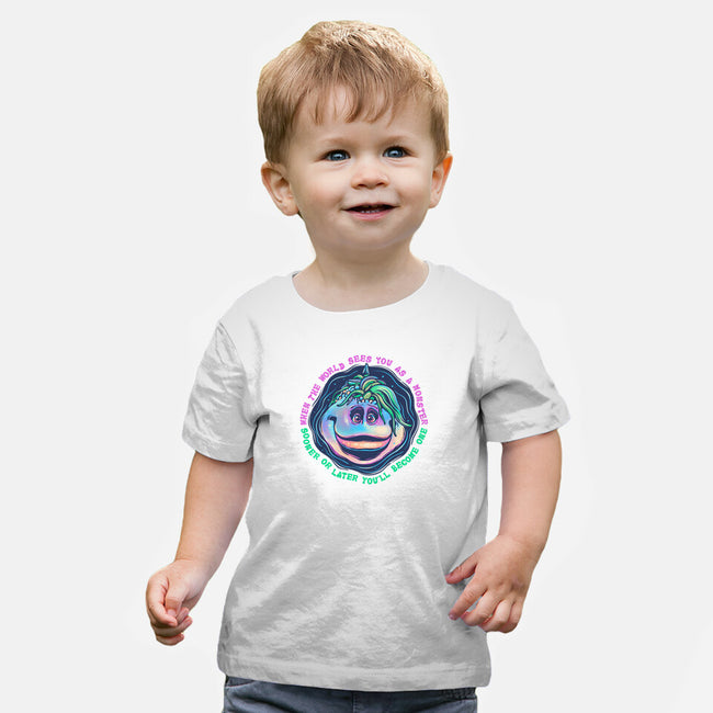Becoming A Monster-Baby-Basic-Tee-glitchygorilla