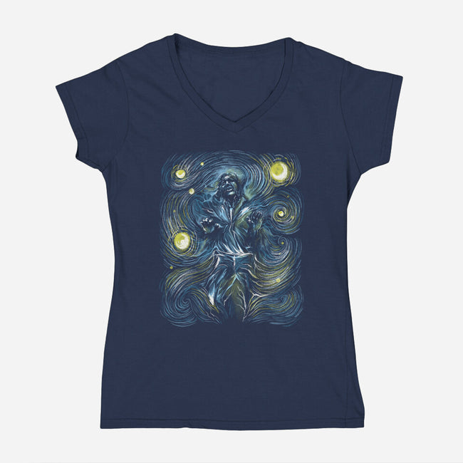 Starry Carbonite-Womens-V-Neck-Tee-zascanauta
