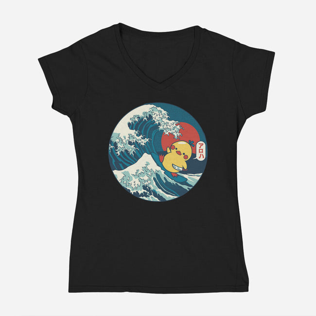 Kanagawa Violence Rubber Duck-Womens-V-Neck-Tee-tobefonseca