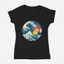 Kanagawa Violence Rubber Duck-Womens-V-Neck-Tee-tobefonseca