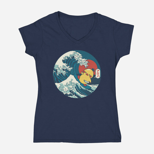 Kanagawa Violence Rubber Duck-Womens-V-Neck-Tee-tobefonseca