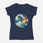 Kanagawa Violence Rubber Duck-Womens-V-Neck-Tee-tobefonseca